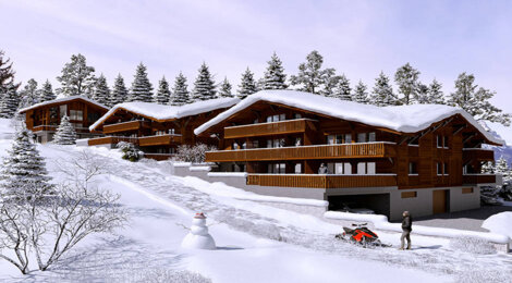 Programme immobilier neuf PREMIERES LOGES - Combloux : Résidence studio–T5 avec architecture savoyarde et confort optimal proche des pistes (74920) - Référence : 4015