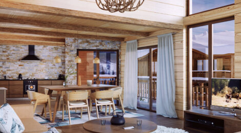 Programme immobilier neuf PREMIERES LOGES - Combloux : Résidence studio–T5 avec architecture savoyarde et confort optimal proche des pistes (74920) - Référence : 4015