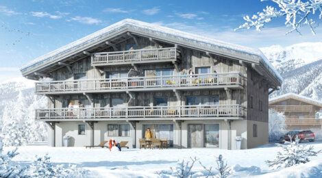 Programme immobilier neuf LA COUR DES ALPES - Samoëns : Résidence T3–T5 avec cadre montagnard et ambiance chaleureuse proche des commodités (74340) - Référence : 4271