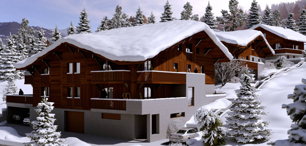 Programme immobilier neuf PREMIERES LOGES - Combloux : Résidence studio–T5 avec architecture savoyarde et confort optimal proche des pistes (74920) - Référence : 4015