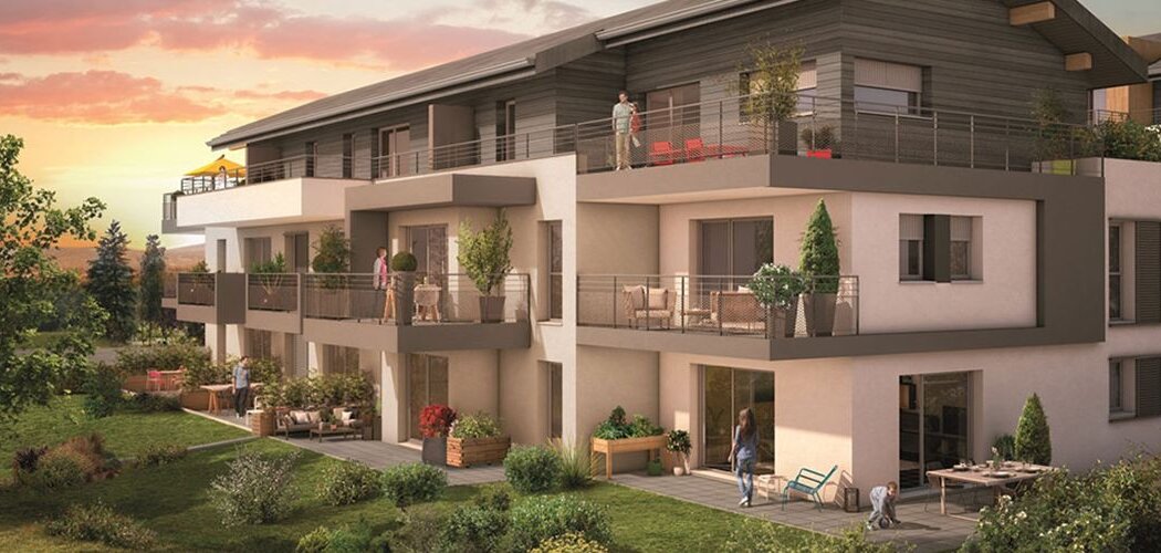 Programme immobilier neuf PANORAMIK - Contamine-sur-Arve : Résidence T2–T4 avec jardins, parking et allure montagnarde proche d’Annemasse (74130) - Référence : 2134