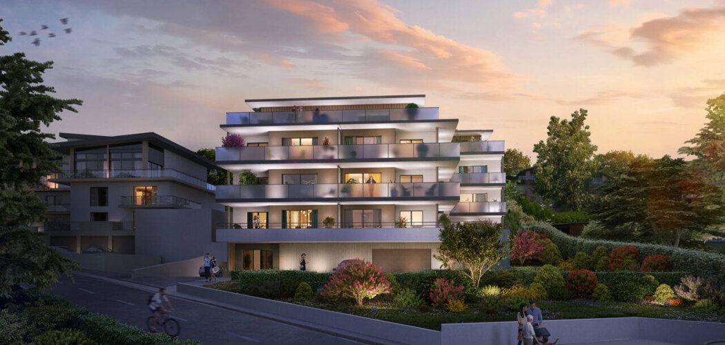 Programme immobilier neuf Green View - Evian-les-Bains : logements neufs sécurisés et verdoyants proche des commodités (74500) - Référence : 15551
