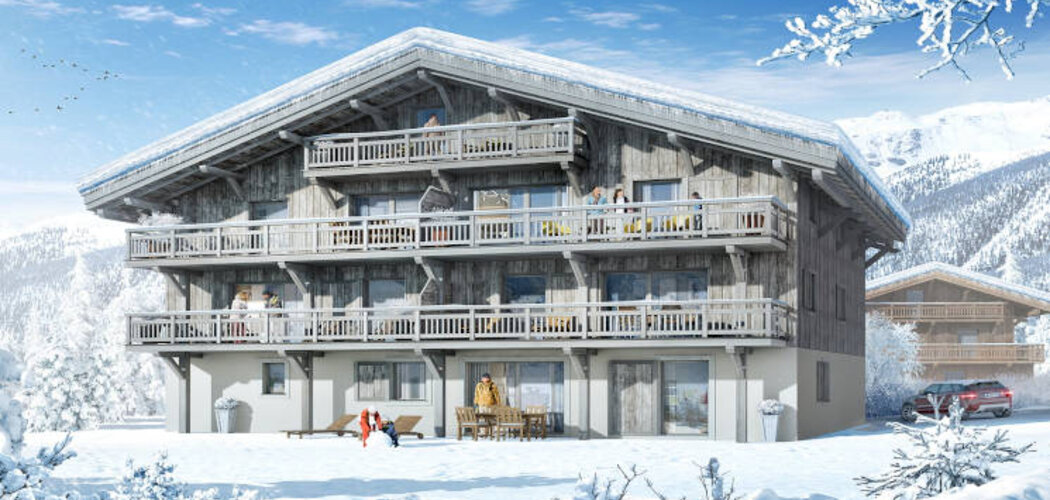 Programme immobilier neuf LA COUR DES ALPES - Samoëns : Résidence T3–T5 avec cadre montagnard et ambiance chaleureuse proche des commodités (74340) - Référence : 4271